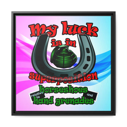my luck - framed canvas art (light blue-pink wave)