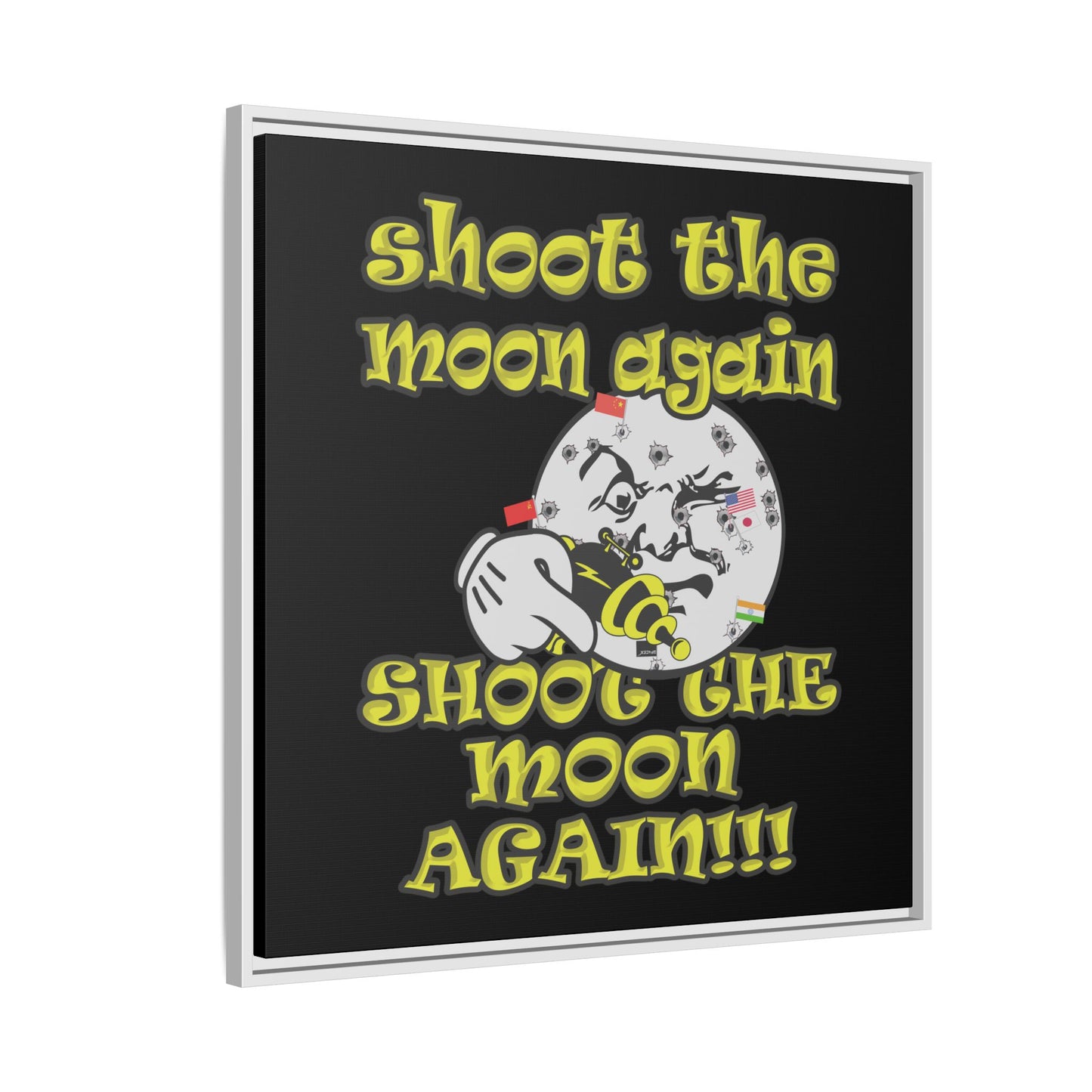 shoot the moon again - framed canvas art (black)