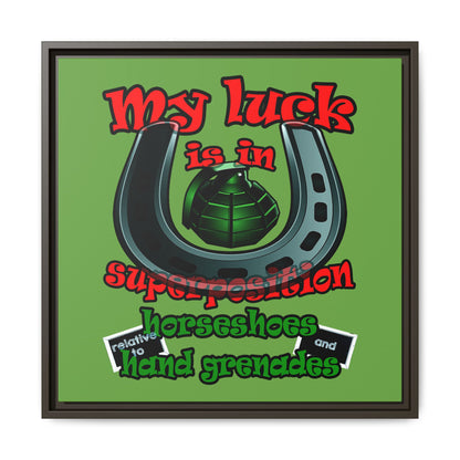 my luck - framed canvas art (green)