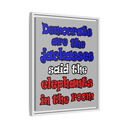 donkeys and elephants - framed canvas art (light grey)
