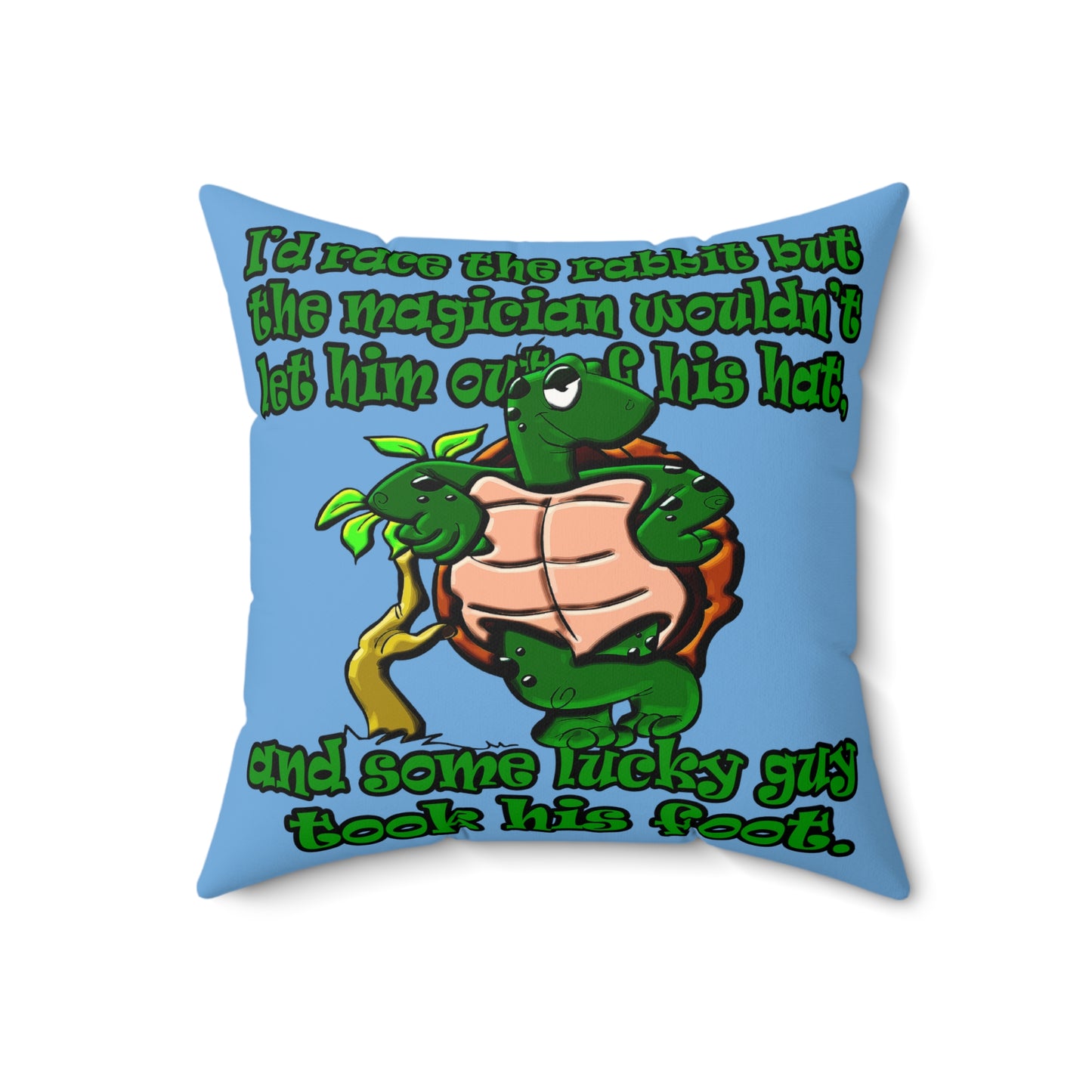 turtle race - Faux Suede Square Pillow - (light blue)