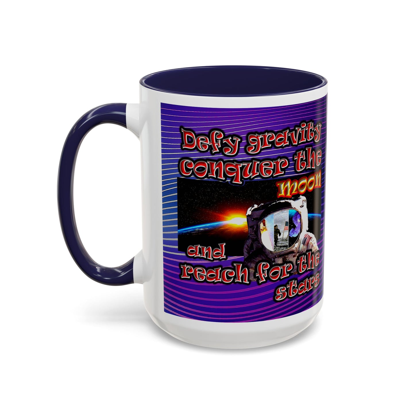 defy conquer reach - Accent Mug (purple wave)