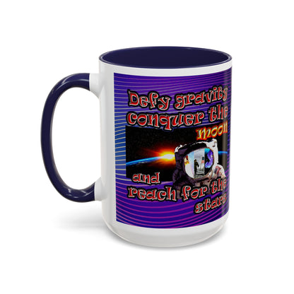 defy conquer reach - Accent Mug (purple wave)