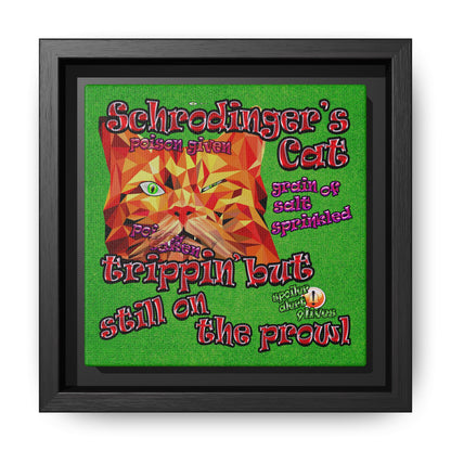 schrodinger's cat - framed canvas art (green turf)