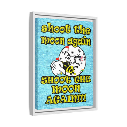 shoot the moon again - framed canvas art (faded blue)