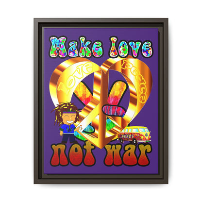 love peace - framed canvas art (purple)