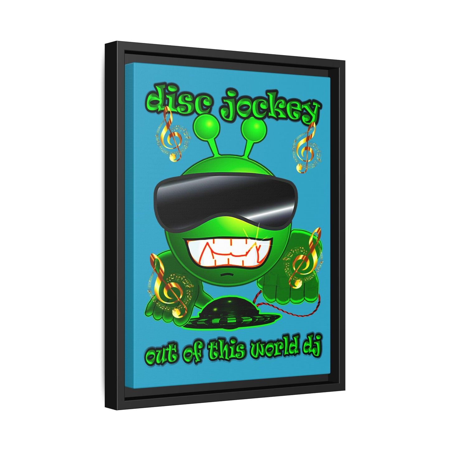 disc jockey - framed canvas art (turquoise)