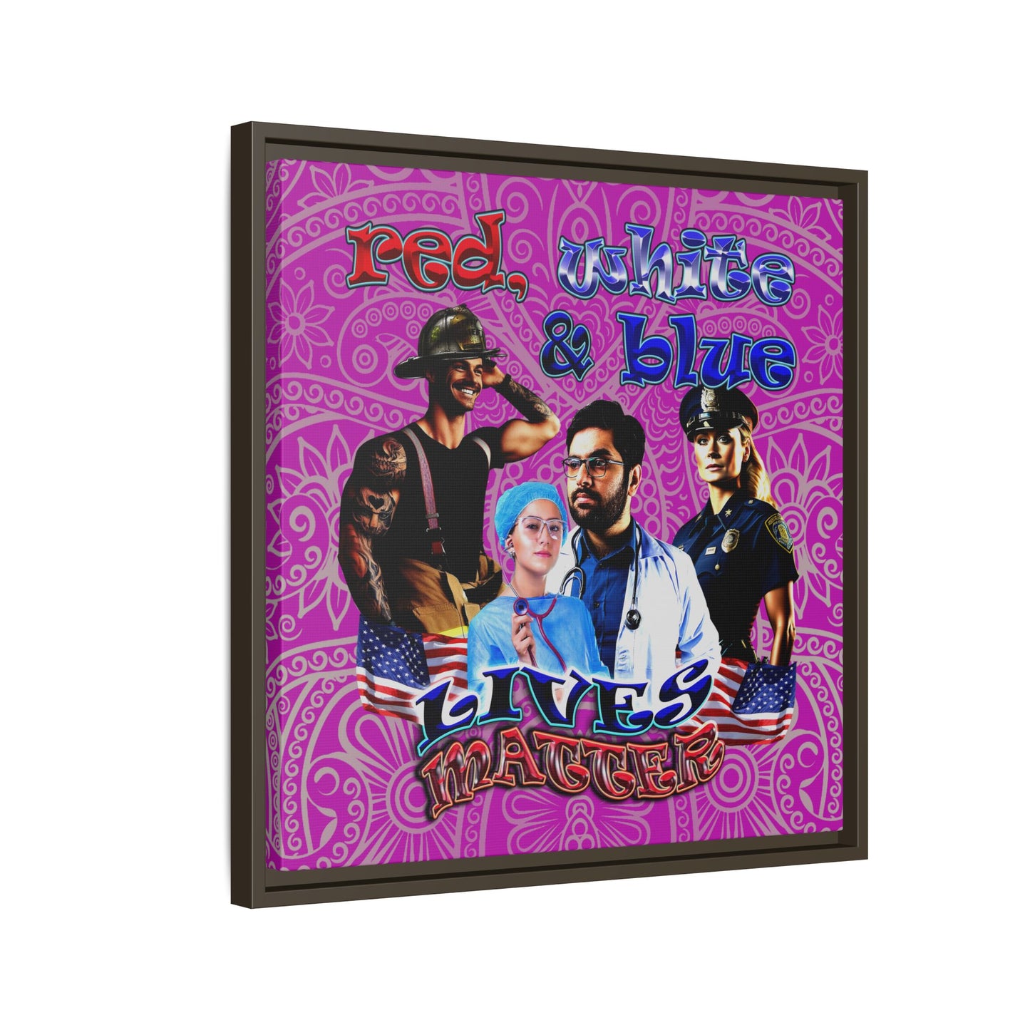 rw&b lives matter - framed canvas art (pink swirl)