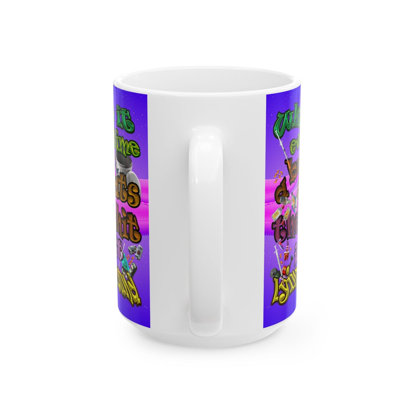 the bum's shit - White Mug (purple-pink wave)