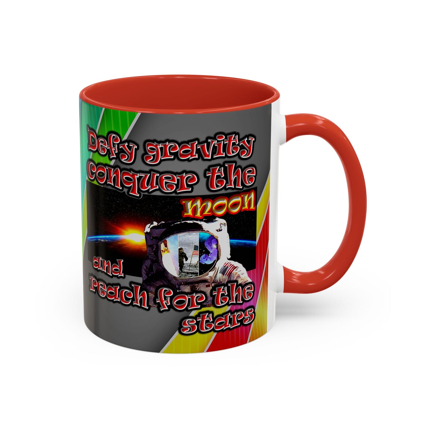 defy conquer reach - Accent Mug (rainbow split)
