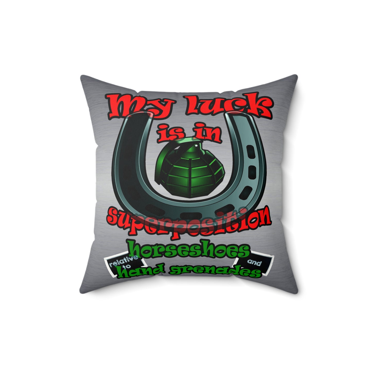 my luck - Faux Suede Square Pillow - (brushed nickel)