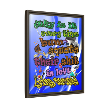 the bum's shit - framed canvas art (blue-white wave)