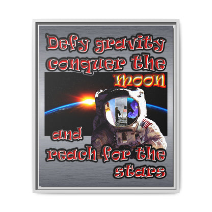 defy conquer reach - framed canvas art (brushed nickel)
