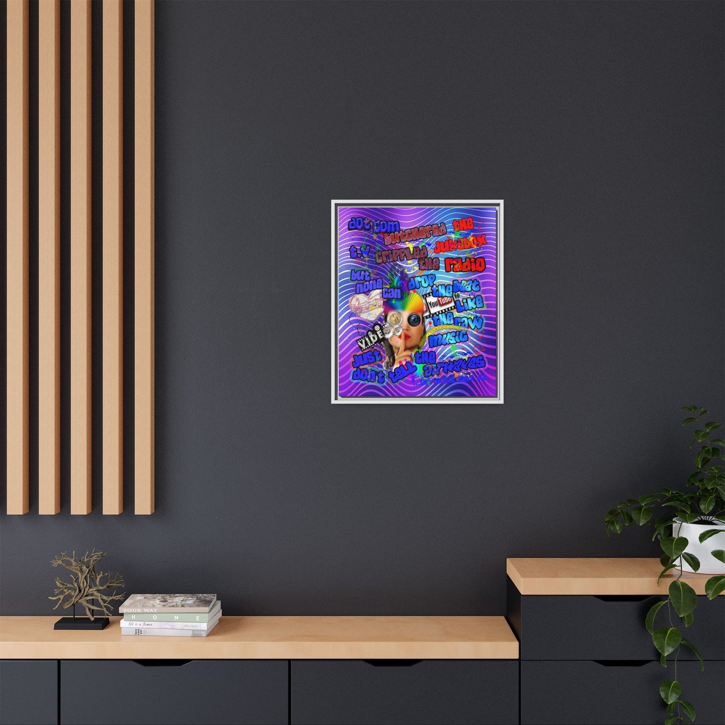 drop the beat - framed canvas art (purple wave)