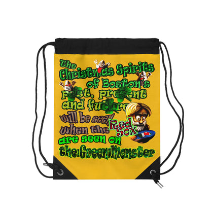 christmas spirits of boston - Drawstring Bag (yellow)
