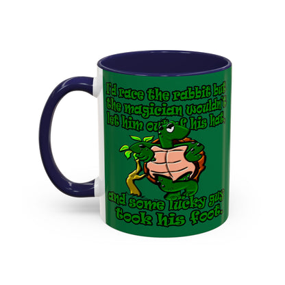 turtle race - Accent Mug (dark green)