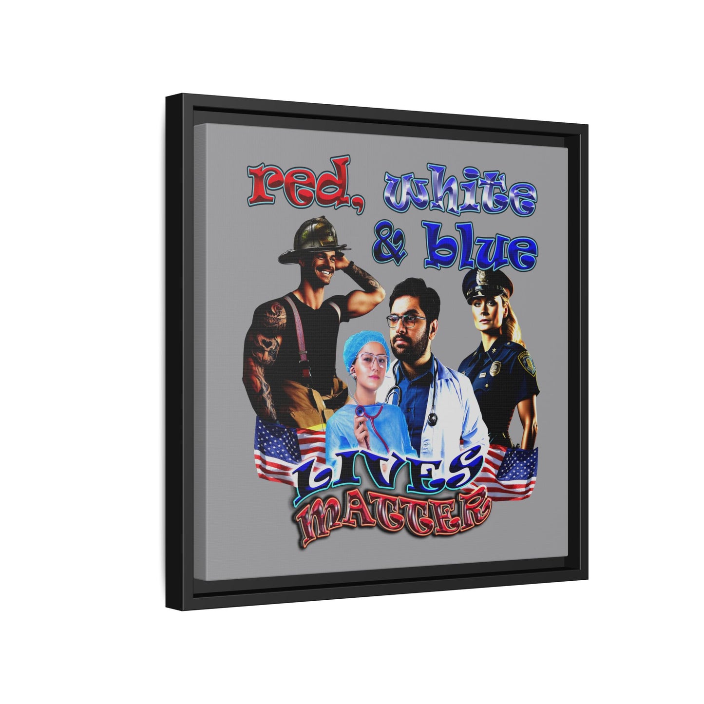 rw&b lives matter - framed canvas art (grey)