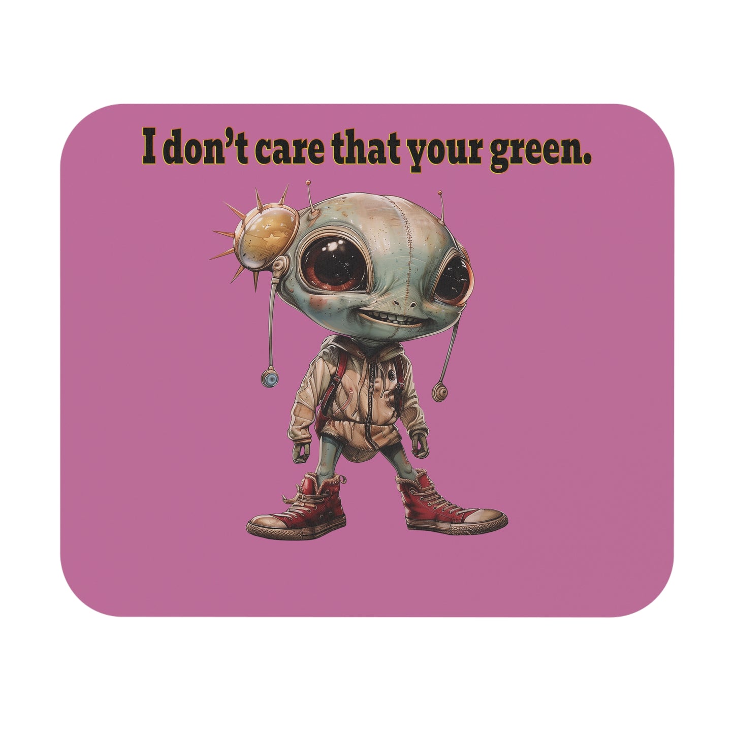 I don't care that your green - Mouse Pad (Rectangle) (light pink)