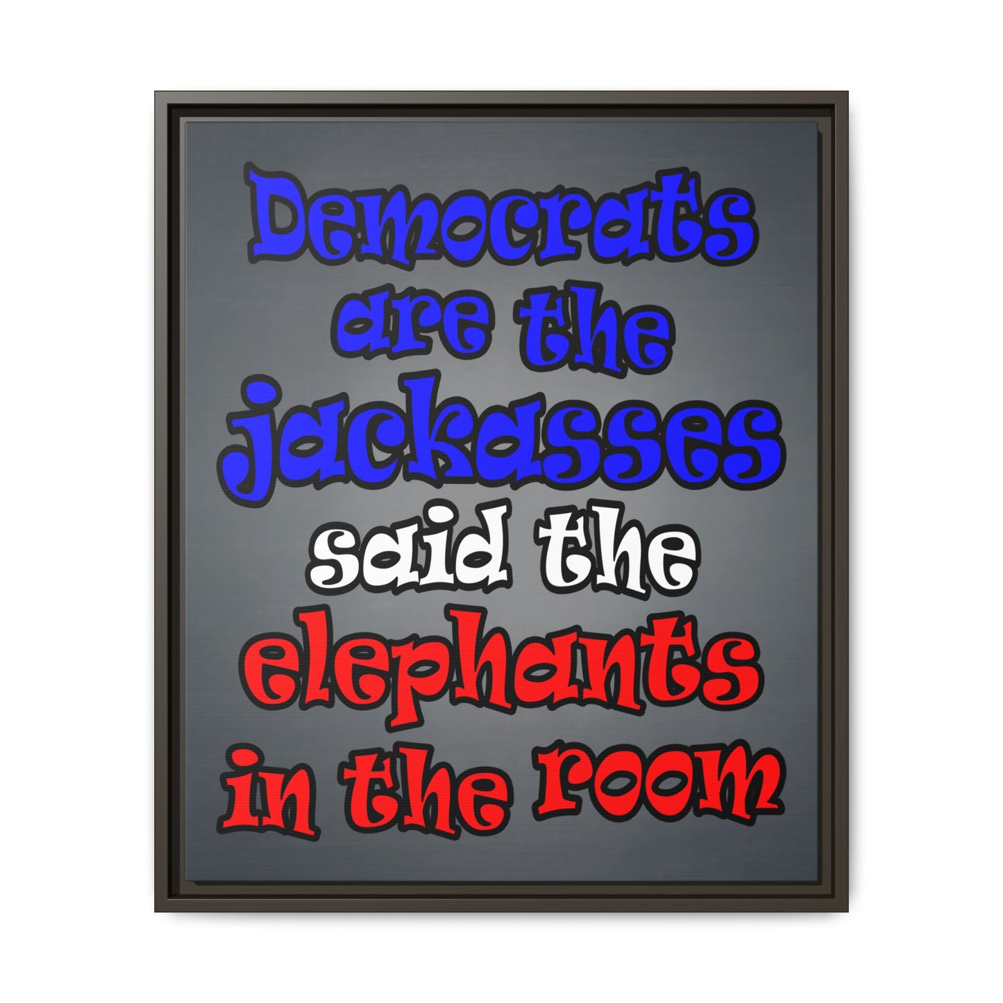 donkeys and elephants - framed canvas art (grey-light grey)