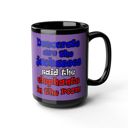donkeys and elephants - Black Mug (light purple)