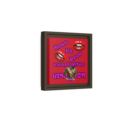 hoes b4 bros - framed canvas art (dark red)