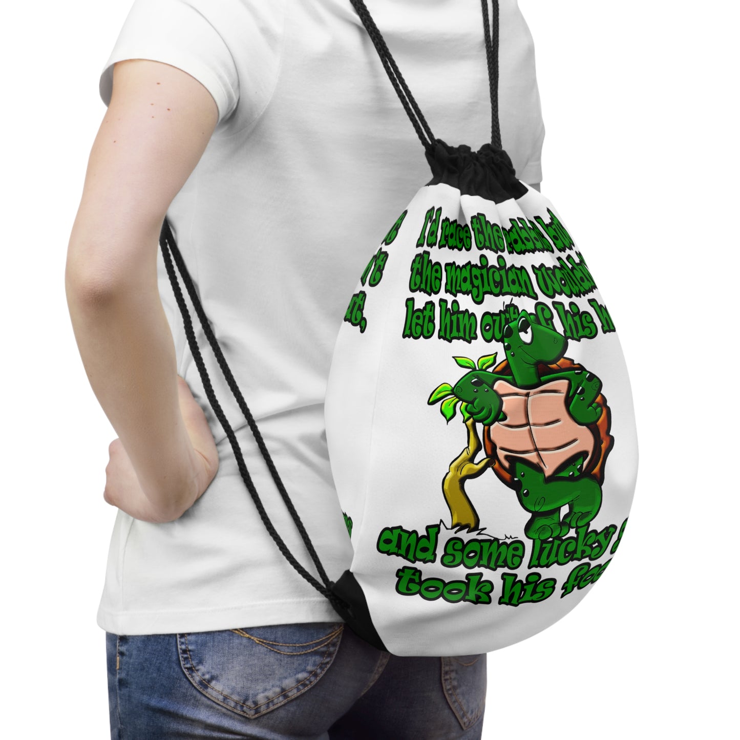 turtle race - Drawstring Bag (white)