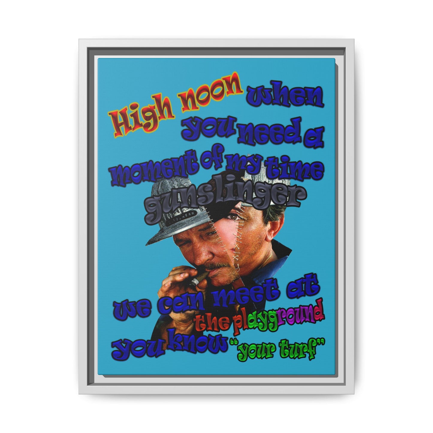 high noon - framed canvas art (turquoise)