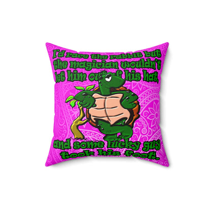 turtle race - Faux Suede Square Pillow - (pink swirl)
