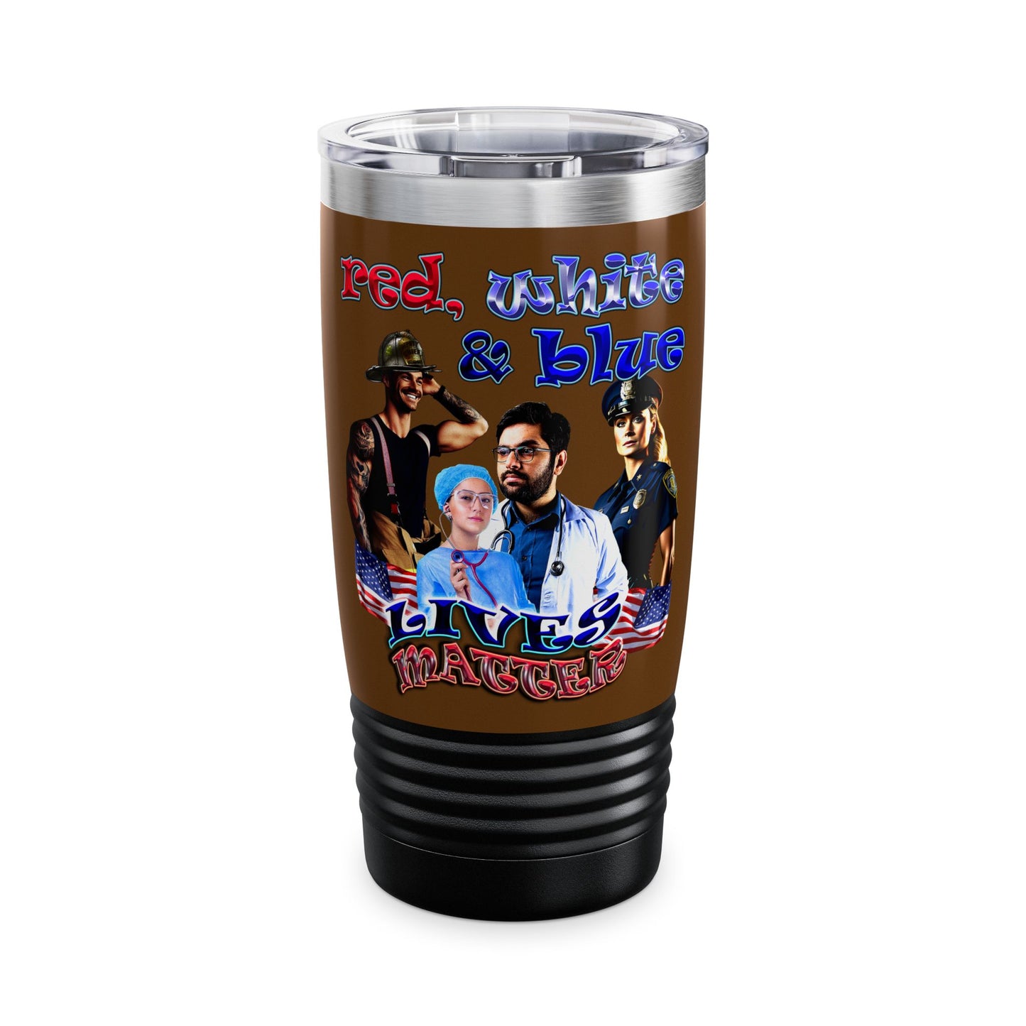 rw&b lives matter - Ringneck Tumbler, 20oz (brown)