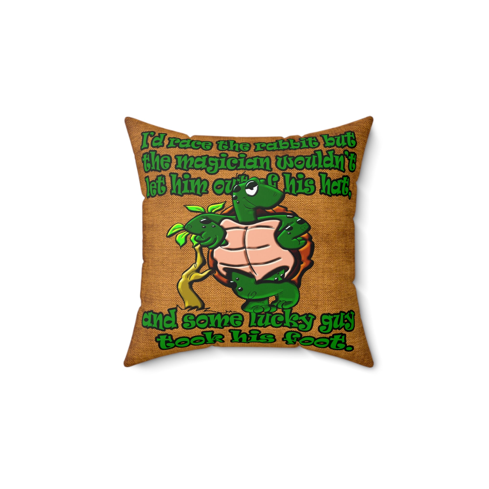 turtle race - Spun Polyester Square Pillow - (dichromatic brown papyrus)