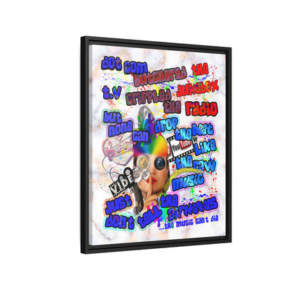 drop the beat - framed canvas art (white marble)