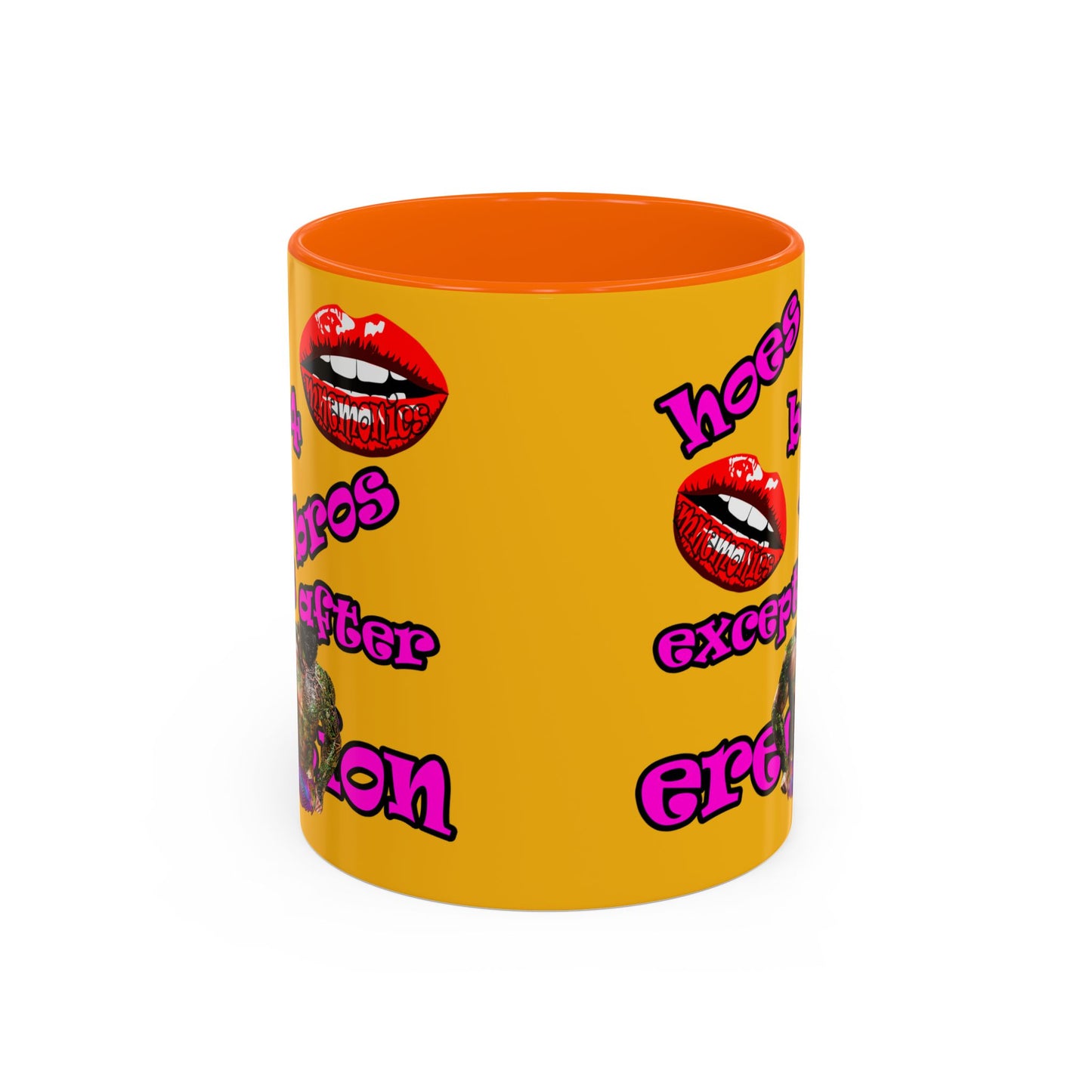 hoes b4 bros - Accent Mug (yellow)