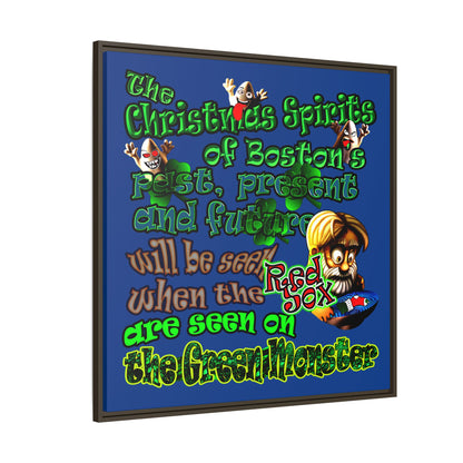 christmas spirits of boston - framed canvas art (dark blue)