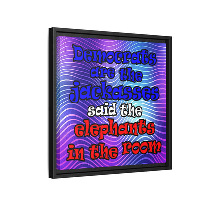donkeys and elephants - framed canvas art (purple wave)