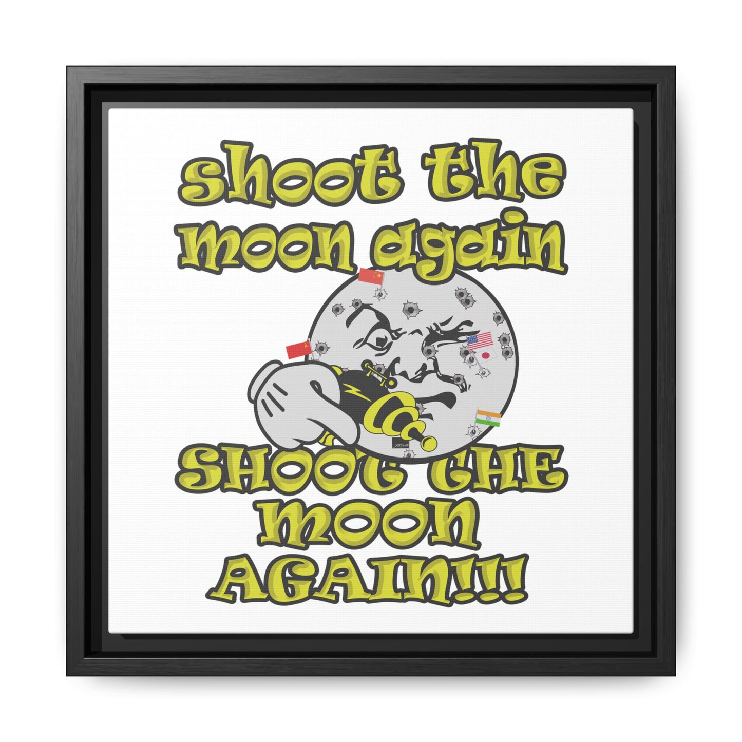 shoot the moon again - framed canvas art (white)