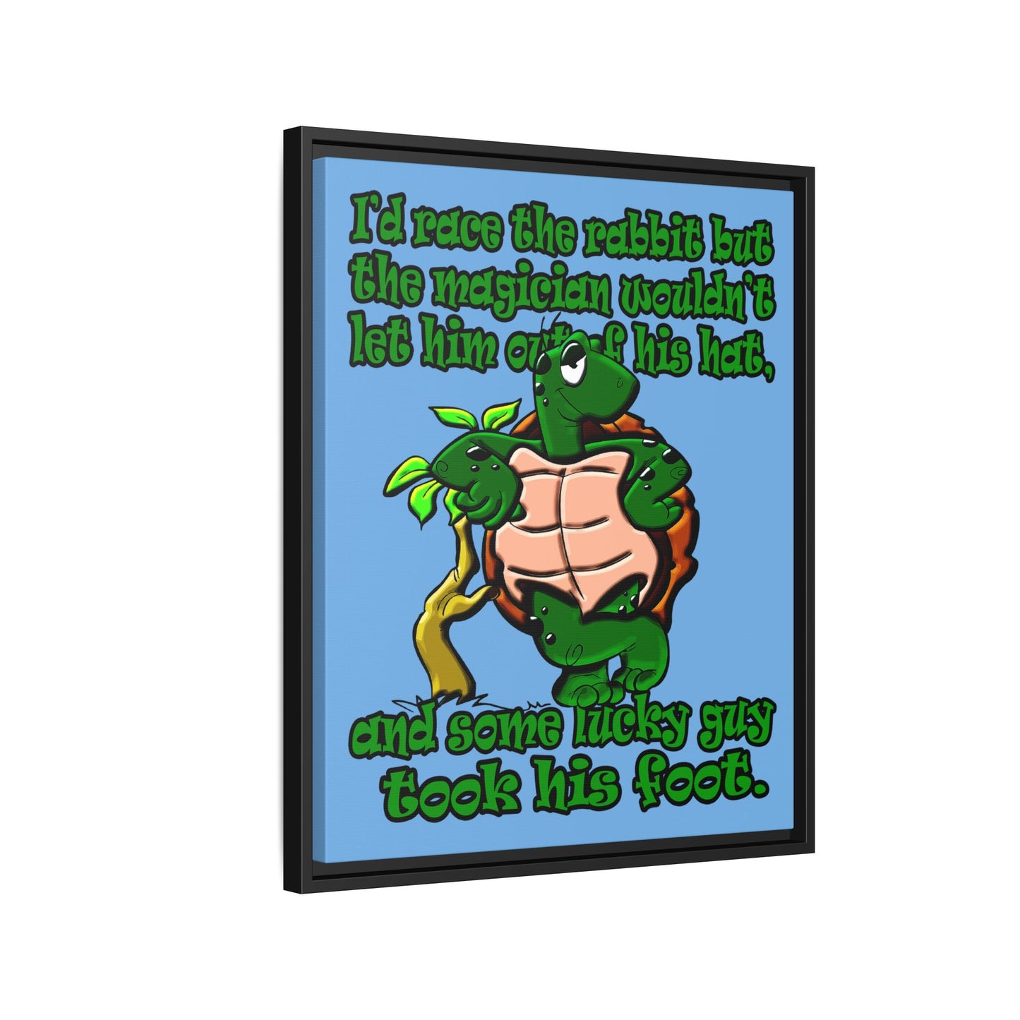 turtle race - framed canvas art (light blue)