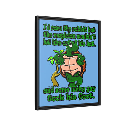 turtle race - framed canvas art (light blue)