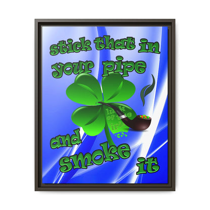 stick that in your pipe and smoke it - framed canvas art (blue-white wave)
