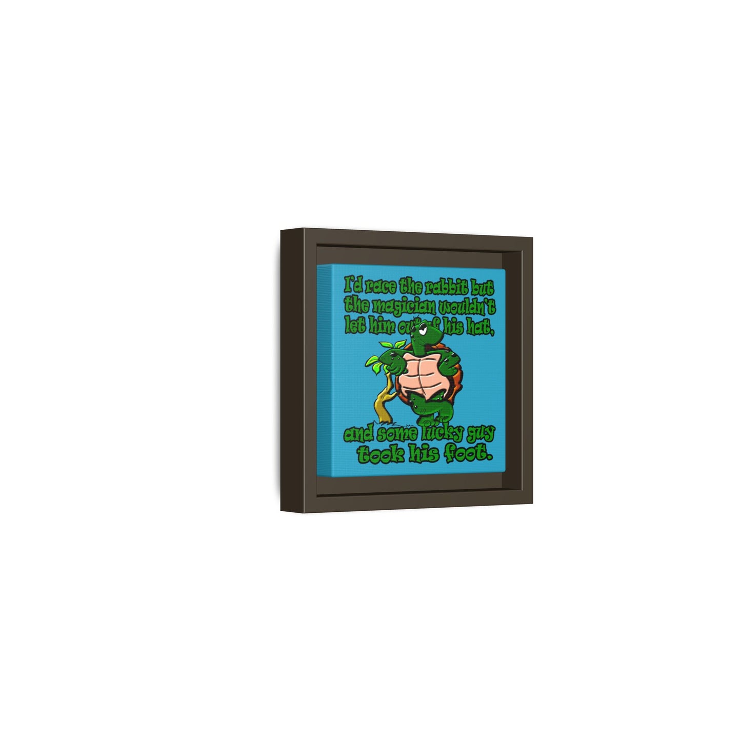 turtle race - framed canvas art (turquoise)
