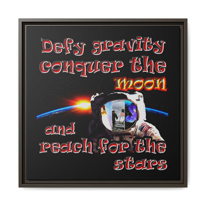 defy conquer reach - framed canvas art (black)