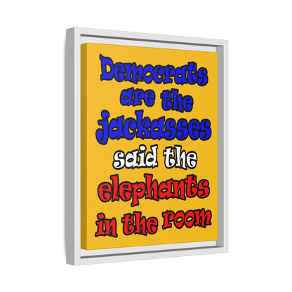 donkeys and elephants - framed canvas art (yellow)