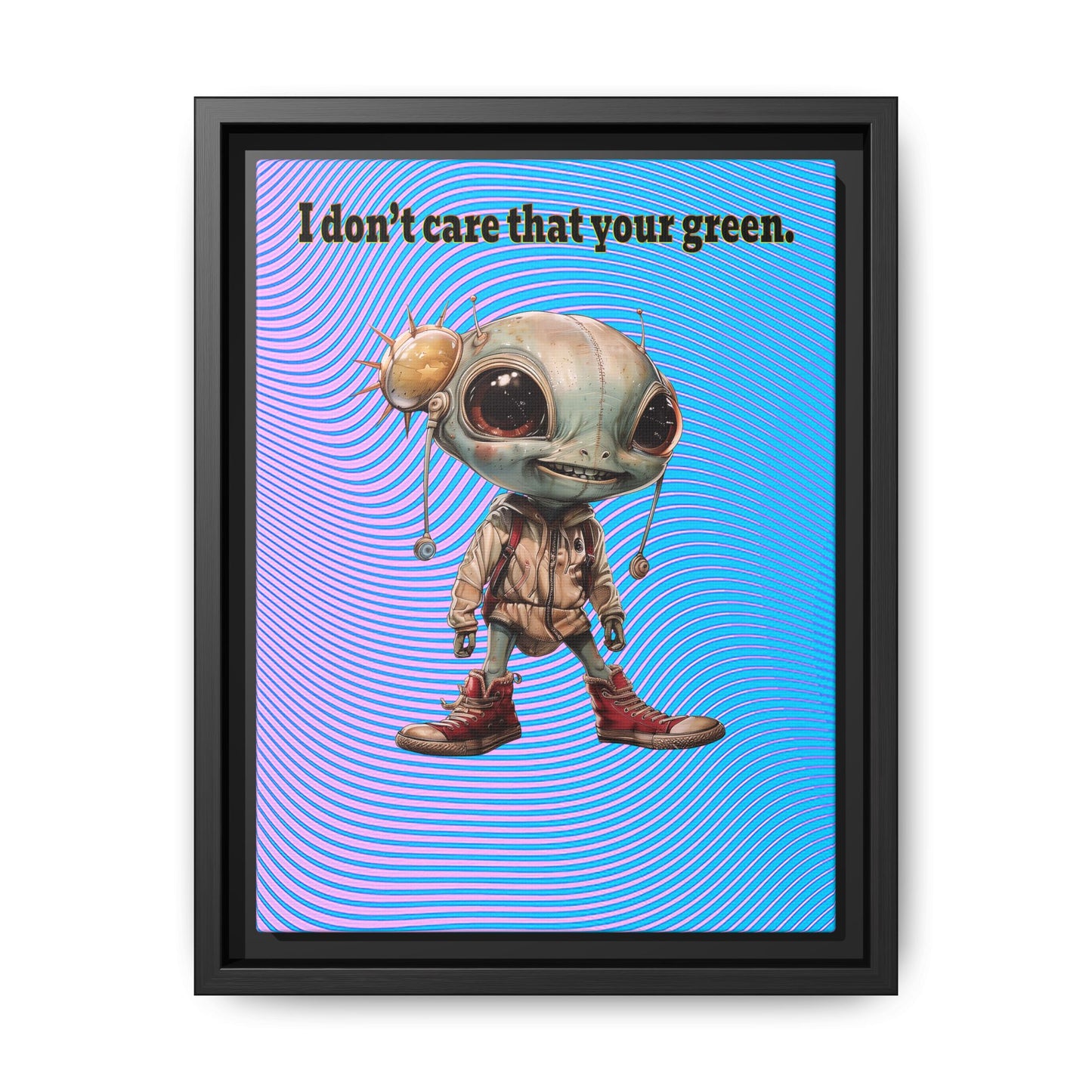 I don't care that your green - framed canvas art (light blue-purple wave)