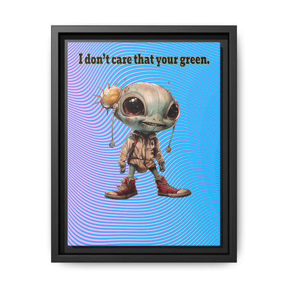 I don't care that your green - framed canvas art (light blue-purple wave)