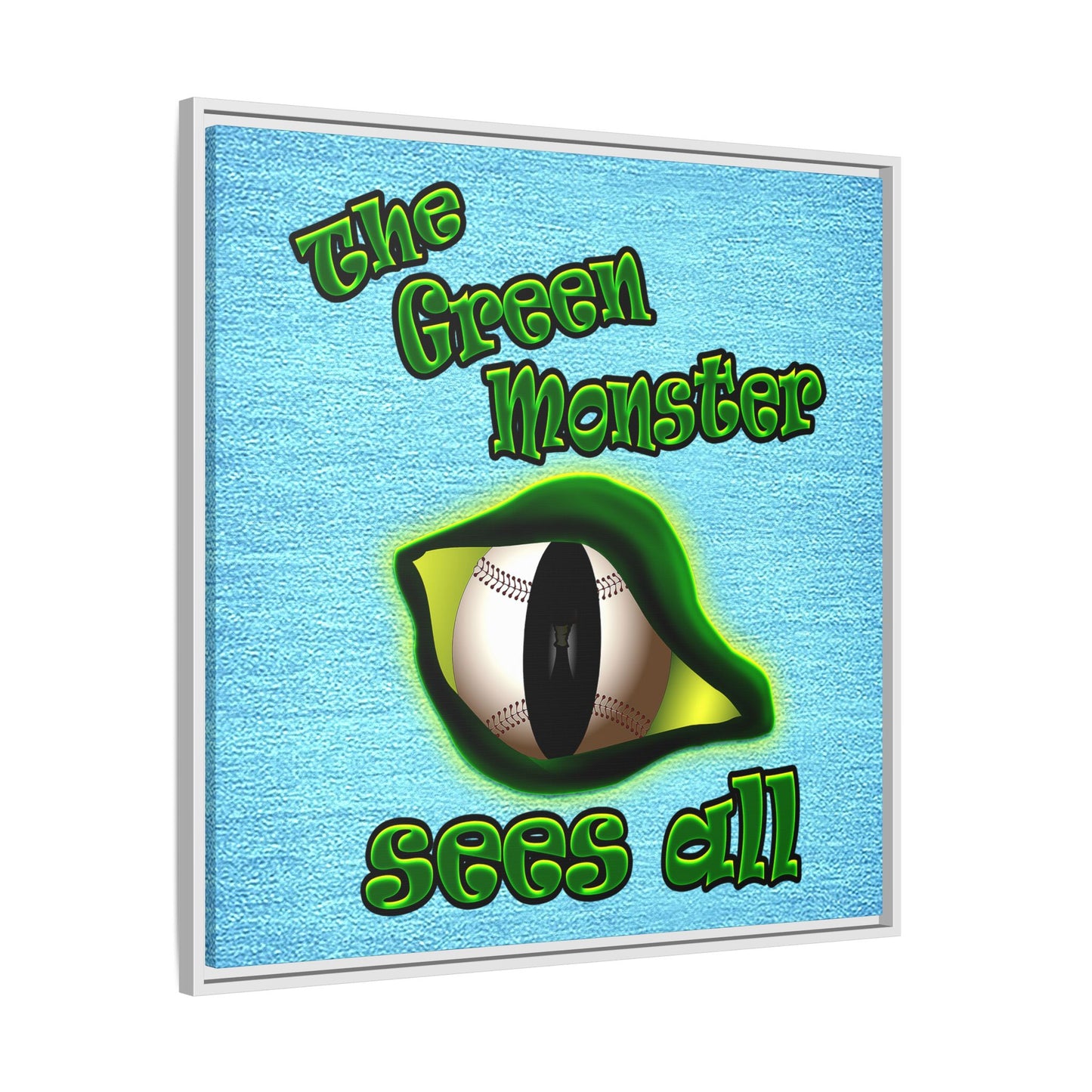 green monster - framed canvas art (faded blue)