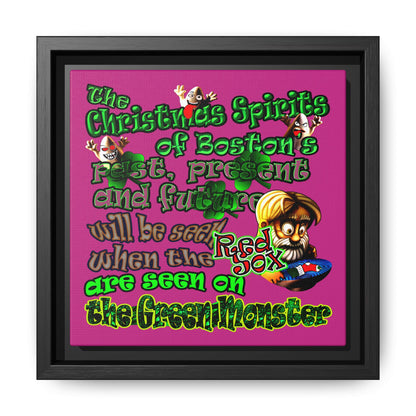 christmas spirits of boston - framed canvas art (pink)