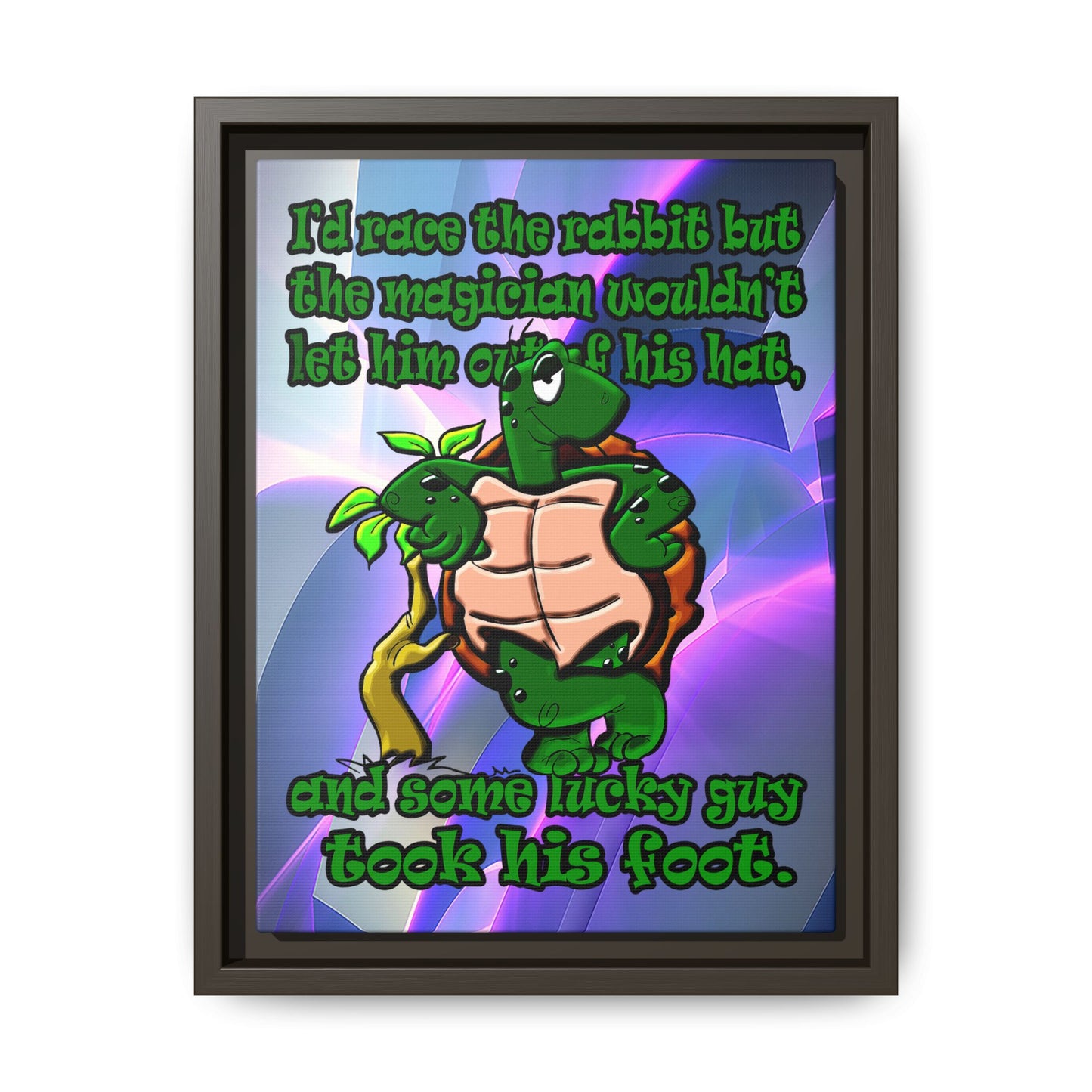 turtle race - framed canvas art (grey-pink wave)
