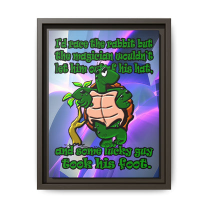 turtle race - framed canvas art (grey-pink wave)