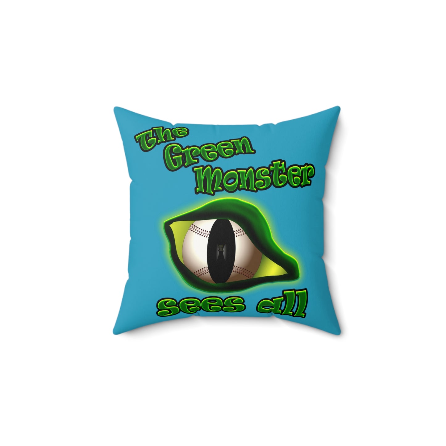 green monster - Faux Suede Square Pillow - (turquoise)