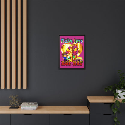love peace - framed canvas art (pink)