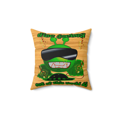 disc jockey - Spun Polyester Square Pillow - (butterscotch wood finish)